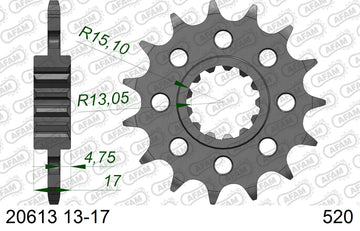 Honda CB600 Hornet 2007-2013 - AFAM XS-ring super reinforced Chain & Alu Sprocket Kit, 520 conversion - 01170411 - P3 Tuning