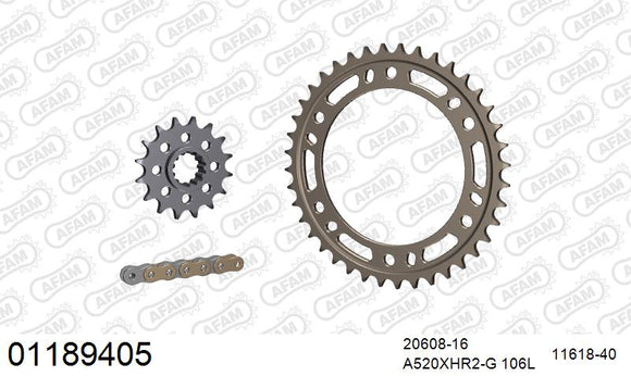 Honda VTR1000 SP 2 2002-2006 - AFAM XS-ring Hyper reinforced Chain & Alu Sprocket Kit, 520 conversion - 01189405 - P3 Tuning