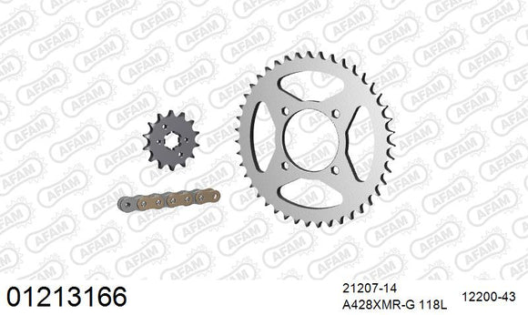 Yamaha YB 125 SPD 2008 - AFAM Xs-Ring Reinforced Chain & Steel Sprocket Kit, 428 (OE Pitch) - 01213166 - P3 Tuning
