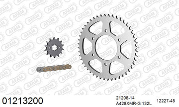 Yamaha YZF-R125 2008-2018 - AFAM Xs-Ring Reinforced Chain & Steel Sprocket Kit, 428 (OE Pitch) - 01213200 - P3 Tuning