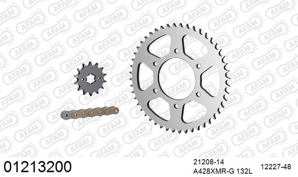 Yamaha YZF-R125 2008-2018 - AFAM Xs-Ring Reinforced Chain & Steel Sprocket Kit, 428 (OE Pitch) - 01213200 - P3 Tuning