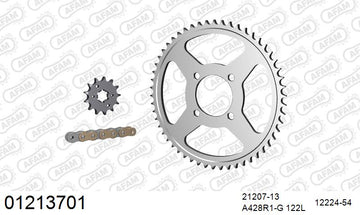 Yamaha TT-R125 L 2008-2017 - AFAM Reinforced Chain & Steel Sprocket Kit, 428 (OE Pitch) - 01213701 - P3 Tuning