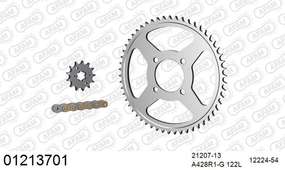 Yamaha TT-R125 L 2008-2017 - AFAM Reinforced Chain & Steel Sprocket Kit, 428 (OE Pitch) - 01213701 - P3 Tuning