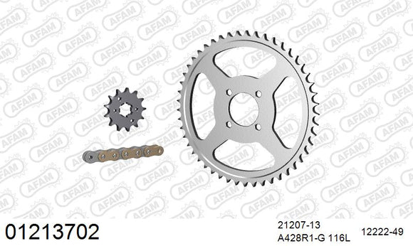 Yamaha TT-R125 L 2000-2001 - AFAM Reinforced Chain & Steel Sprocket Kit, 428 (OE Pitch) - 01213702 - P3 Tuning