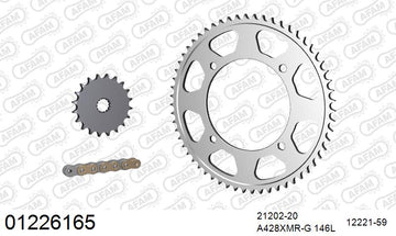 Yamaha XVS250 Dragstar 2000-2001 - AFAM Xs-Ring Reinforced Chain & Steel Sprocket Kit, 428 (OE Pitch) - 01226165 - P3 Tuning