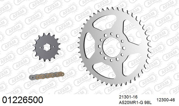Yamaha XT250 1983 - AFAM MX reinforced Chain & Steel Sprocket Kit, 520 (OE Pitch) - 01226500 - P3 Tuning