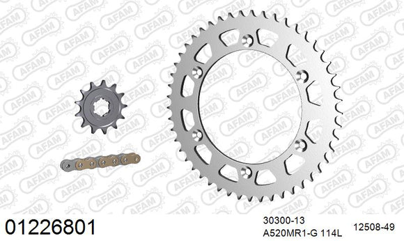 Yamaha YZ250 / 400 / 426 1996-1997 - AFAM MX reinforced Chain & Steel Sprocket Kit, 520 (OE Pitch) - 01226801 - P3 Tuning