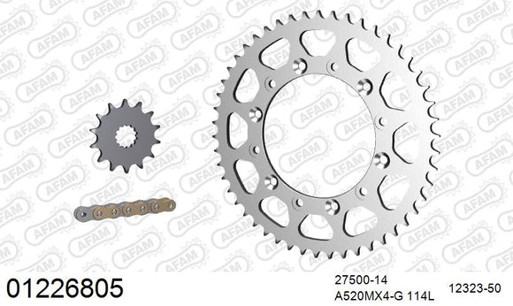 Fantic XX 250 2021-2026 - AFAM MX reinforced Chain & Steel Sprocket Kit, 520 (OE Pitch) - 01226805 - P3 Tuning