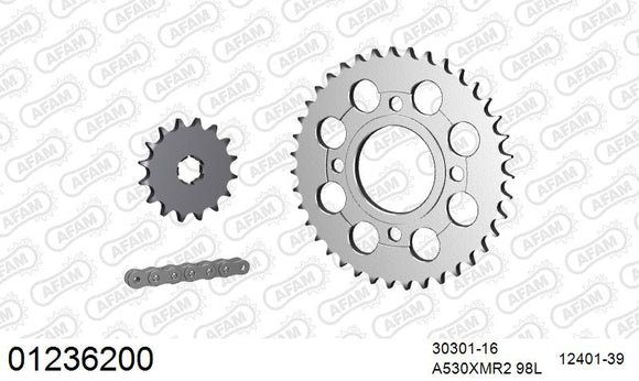 Yamaha XS360 1977 - AFAM XS-ring Extra Reinforced Chain & Steel Sprocket Kit, 530 (OE Pitch) - 01236200 - P3 Tuning