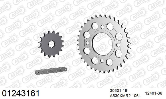 Yamaha XS400 / SE 1980-1981 - AFAM XS-ring Extra Reinforced Chain & Steel Sprocket Kit, 530 (OE Pitch) - 01243161 - P3 Tuning