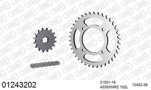 Yamaha XS400 / SE 1982-1986 - AFAM XS-ring Extra Reinforced Chain & Steel Sprocket Kit, 530 (OE Pitch) - 01243202 - P3 Tuning