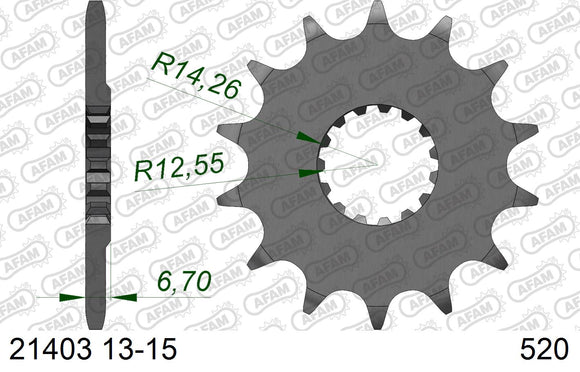 Yamaha YFZ450 ATV 2009-2026 - AFAM Xs-Ring Reinforced Plus Chain & Steel Sprocket Kit, 520 (OE Pitch) - 01251901 - P3 Tuning