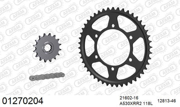 Yamaha FZ6 S2 Fazer (600cc) 2007-2010 - AFAM XS-ring Extra Reinforced Chain & Steel Sprocket Kit, 530 (OE Pitch) - 01270204 - P3 Tuning