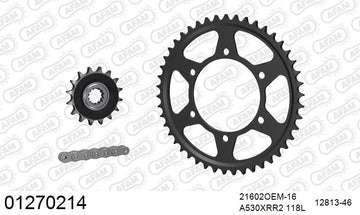 Yamaha FZ6 S2 Fazer (600cc) 2007-2010 - AFAM XS-ring Extra Reinforced Chain & Rubber Damped Steel Sprocket Kit, 530 (OE Pitch) - 01270214 - P3 Tuning