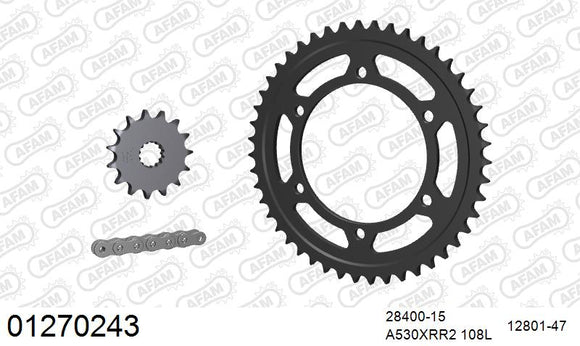Yamaha YZF600 Thundercat 1996-2000 - AFAM XS-ring Extra Reinforced Chain & Steel Sprocket Kit, 530 (OE Pitch) - 01270243 - P3 Tuning
