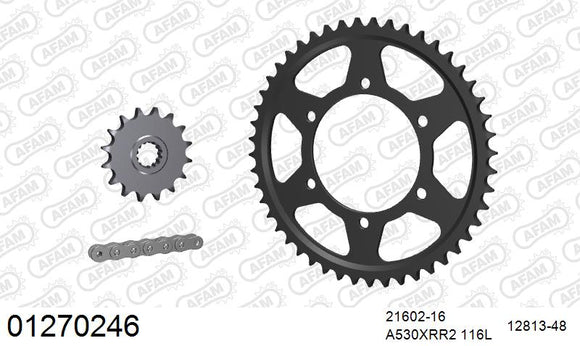 Yamaha YZF-R6 2003-2005 - AFAM XS-ring Extra Reinforced Chain & Steel Sprocket Kit, 530 (OE Pitch) - 01270246 - P3 Tuning