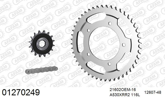 Yamaha YZF-R6 1999-2002 - AFAM XS-ring Extra Reinforced Chain & Rubber Damped Steel Sprocket Kit, 530 (OE Pitch) - 01270249 - P3 Tuning