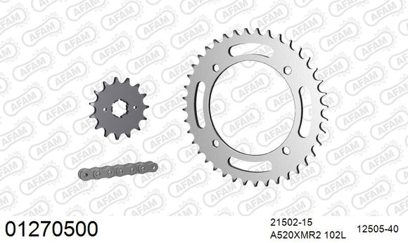 Yamaha XTZ600Z Tenere 1985 - AFAM XS-ring Extra Reinforced Chain & Steel Sprocket Kit, 520 (OE Pitch) - 01270500 - P3 Tuning