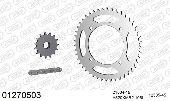 Yamaha XTZ600Z Tenere 1985-1990 - AFAM XS-ring Extra Reinforced Chain & Steel Sprocket Kit, 520 (OE Pitch) - 01270503 - P3 Tuning