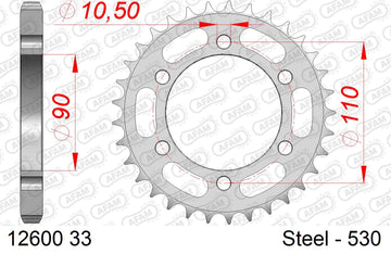 Yamaha XS650 1976-1979 - AFAM Reinforced Chain & Steel Sprocket Kit, 530 (OE Pitch) - 01273200B - P3 Tuning