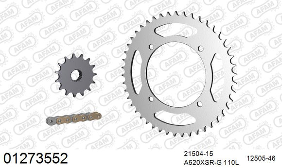 Yamaha XTZ660 1996-2000 - AFAM XS-ring Extra Reinforced Chain & Steel Sprocket Kit, 520 (OE Pitch) - 01273552 - P3 Tuning