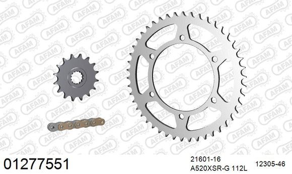 Yamaha XTZ750 Super Tenere 1989-1996 - AFAM XS-ring Extra Reinforced Chain & Steel Sprocket Kit, 520 (OE Pitch) - 01277551 - P3 Tuning