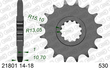 Yamaha FZS1000 Fazer 2001-2005 - AFAM XS-ring super reinforced Chain & Steel Sprocket Kit, 530 (OE Pitch) - 01289202 - P3 Tuning