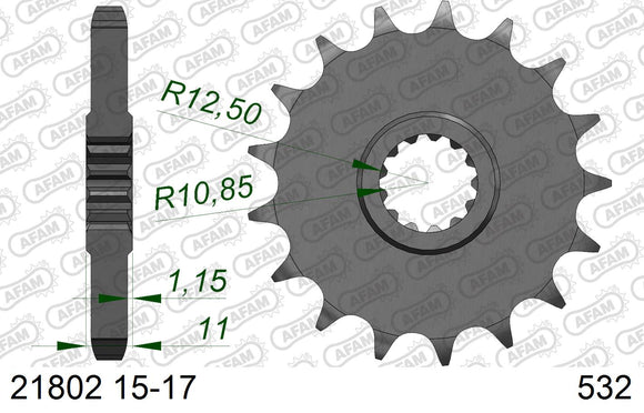 Yamaha YZF1000 Thunderace 1998-2001 - AFAM XS-ring special reinforced Chain & Steel Sprocket Kit, 532 conversion - 01289244 - P3 Tuning