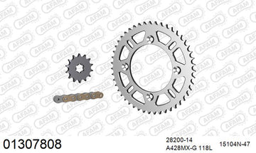 Yamaha YZ80 / 85 / 125 1996-2000 - AFAM MX Racing Chain & Alu Sprocket Kit, 428 (OE Pitch) - 01307808 - P3 Tuning
