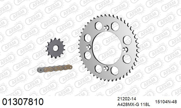 Yamaha YZ85 2002-2011 - AFAM MX Racing Chain & Alu Sprocket Kit, 428 (OE Pitch) - 01307810 - P3 Tuning