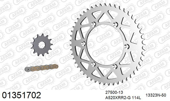 Yamaha YZ450F 2016-2017 - AFAM Xs-Ring Reinforced Plus Chain & Alu Sprocket Kit, 520 (OE Pitch) - 01351702 - P3 Tuning