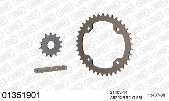 Yamaha YFZ450 ATV 2009-2026 - AFAM Xs-Ring Reinforced Plus Chain & Alu Sprocket Kit, 520 (OE Pitch) - 01351901 - P3 Tuning