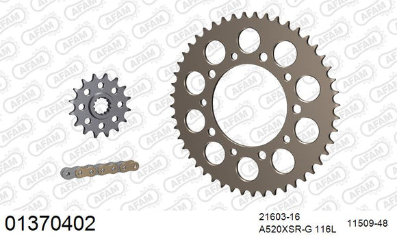 Yamaha YZF-R6 1999-2002 - AFAM XS-ring super reinforced Chain & Alu Sprocket Kit, 520 conversion - 01370402 - P3 Tuning