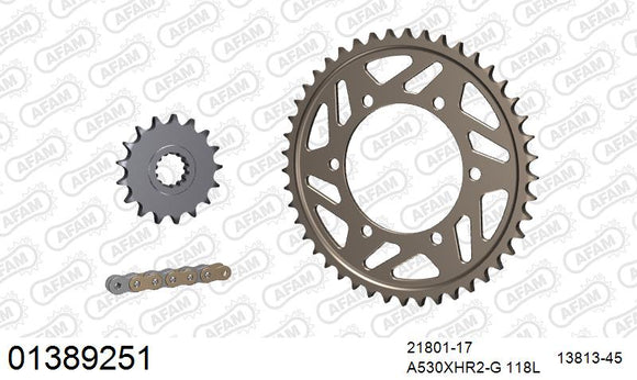 Yamaha YZF-R1 2007-2008 - AFAM XS-ring Hyper reinforced Chain & Alu Sprocket Kit, 530 (OE Pitch) - 01389251 - P3 Tuning