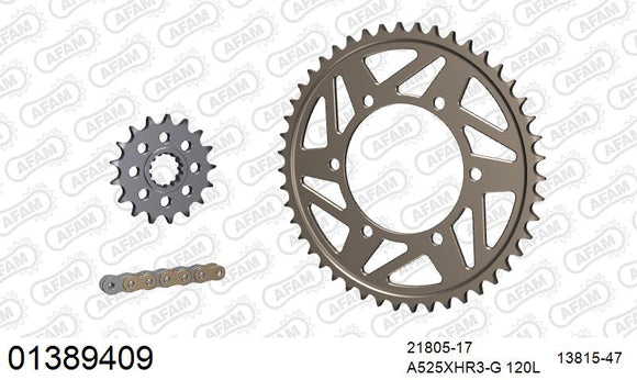 Yamaha YZF-R1 2009-2014 - AFAM XS-ring Hyper reinforced Chain & Alu Sprocket Kit, 525 conversion - 01389409 - P3 Tuning
