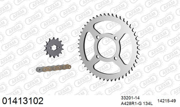 Suzuki RV125 Van Van 2007-2017 - AFAM Reinforced Chain & Steel Sprocket Kit, 428 (OE Pitch) - 01413102 - P3 Tuning
