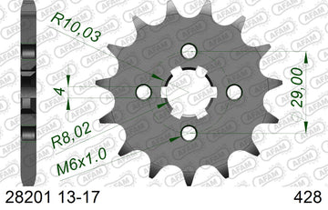 Suzuki GSX-R125/ GSX-S125 2017-2021 - AFAM Xs-Ring Reinforced Chain & Steel Sprocket Kit, 428 (OE Pitch) - 01413133 - P3 Tuning