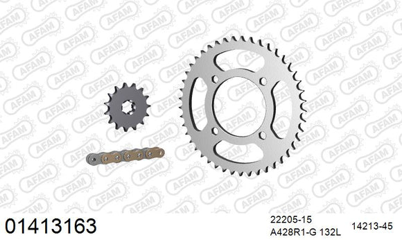 Suzuki GZ125 1998-2008 - AFAM Reinforced Chain & Steel Sprocket Kit, 428 (OE Pitch) - 01413163 - P3 Tuning