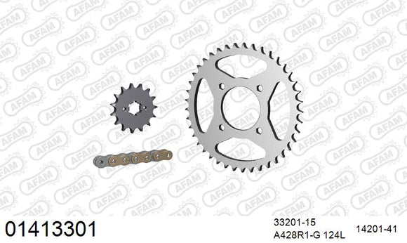 Suzuki GP125 / GT 125 1978-1980 - AFAM Reinforced Chain & Steel Sprocket Kit, 428 (OE Pitch) - 01413301 - P3 Tuning