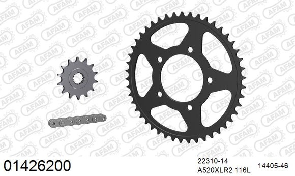 Suzuki GSX250R 2017-2020 - AFAM Xs-Ring Reinforced Plus Chain & Steel Sprocket Kit, 520 (OE Pitch) - 01426200 - P3 Tuning