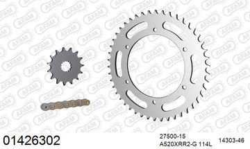 Suzuki RGV250 1989-1990 - AFAM Xs-Ring Reinforced Plus Chain & Steel Sprocket Kit, 520 (OE Pitch) - 01426302 - P3 Tuning