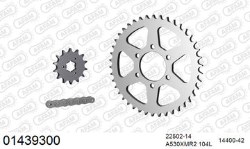 Suzuki GT380 1974-1977 - AFAM XS-ring Extra Reinforced Chain & Steel Sprocket Kit, 530 (OE Pitch) - 01439300 - P3 Tuning