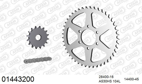 Suzuki GS400 1977-1978 - AFAM Reinforced Chain & Steel Sprocket Kit, 530 (OE Pitch) - 01443200 - P3 Tuning
