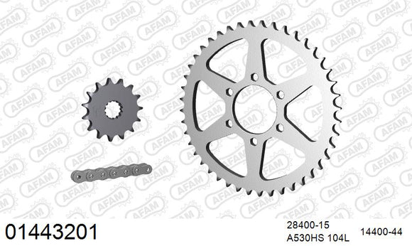 Suzuki GSX400S / L / E / F 1980-1982 - AFAM Reinforced Chain & Steel Sprocket Kit, 530 (OE Pitch) - 01443201 - P3 Tuning
