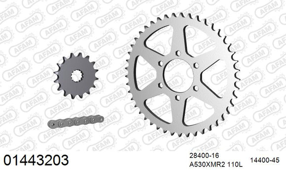 Suzuki GSX400S / L / E / F 1982-1987 - AFAM XS-ring Extra Reinforced Chain & Steel Sprocket Kit, 530 (OE Pitch) - 01443203 - P3 Tuning
