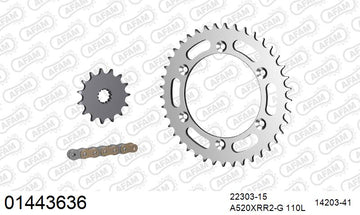 Suzuki DRZ400 SM 2005-2009 - AFAM Xs-Ring Reinforced Plus Chain & Steel Sprocket Kit, 520 (OE Pitch) - 01443636 - P3 Tuning