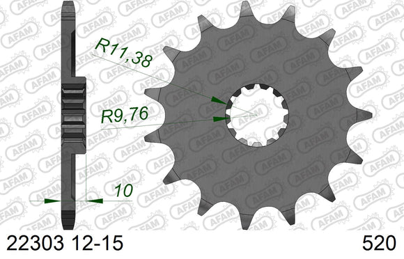 Kawasaki KLX 400 R B1,B2 2003-2004 - AFAM Xs-Ring Reinforced Plus Chain & Steel Sprocket Kit, 520 (OE Pitch) - 01443700 - P3 Tuning