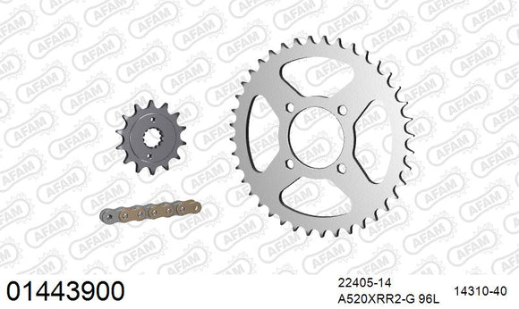 Kawasaki KSF 400 A1,A2,A3,A6F 2003-2006 - AFAM Xs-Ring Reinforced Plus Chain & Steel Sprocket Kit, 520 (OE Pitch) - 01443900 - P3 Tuning