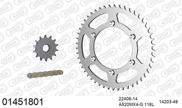 Suzuki RM-Z 450 R 2006 - AFAM MX Racing GP Chain & Steel Sprocket Kit, 520 (OE Pitch) - 01451801 - P3 Tuning