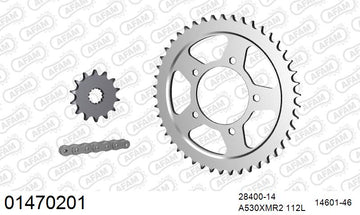 Suzuki GSX600F 1989-1991 - AFAM XS-ring Extra Reinforced Chain & Steel Sprocket Kit, 530 (OE Pitch) - 01470201 - P3 Tuning